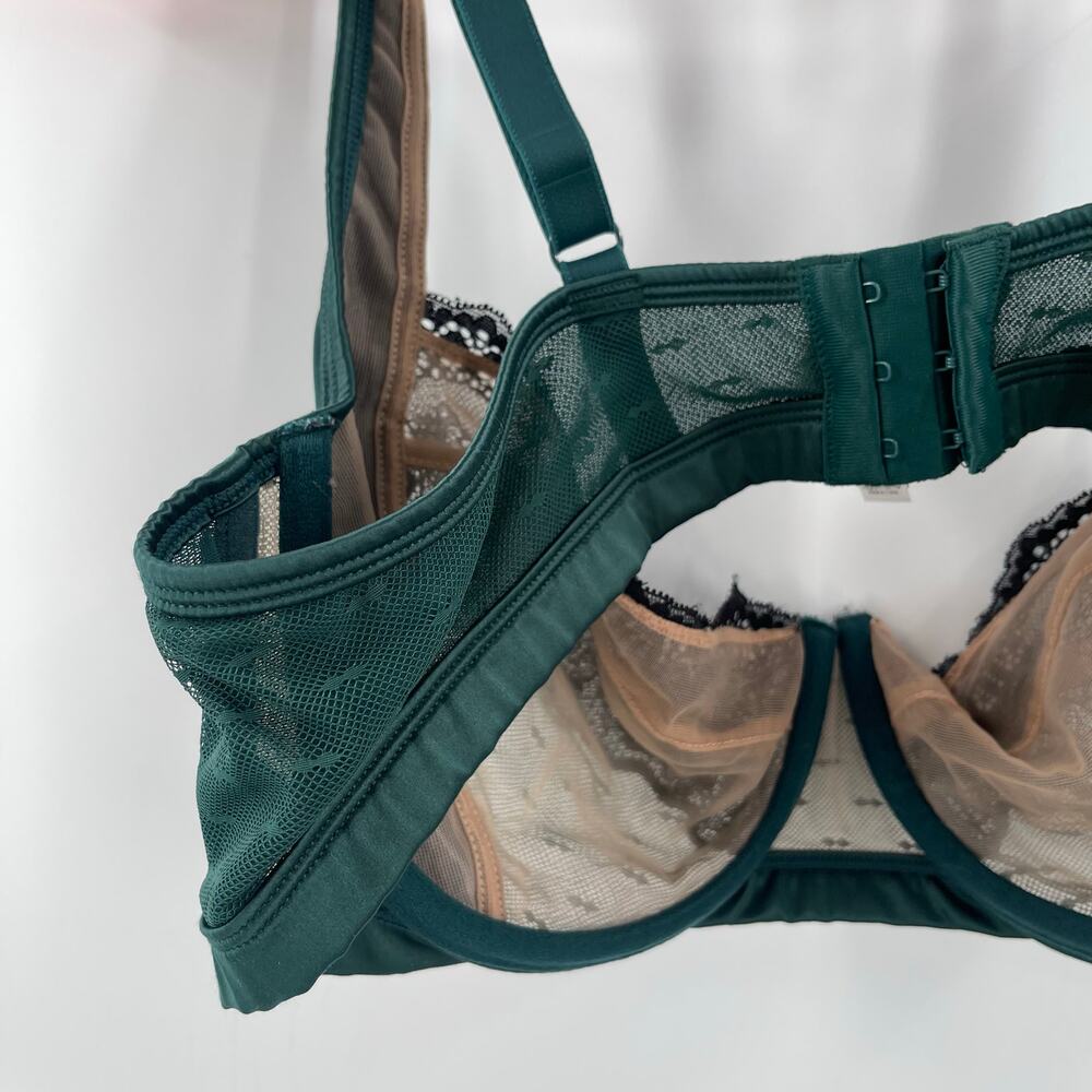 ADORE ME Bra Size 42C Teal Black Mesh Lace Curvy Adjustable Straps Intimates - Picture 6 of 15